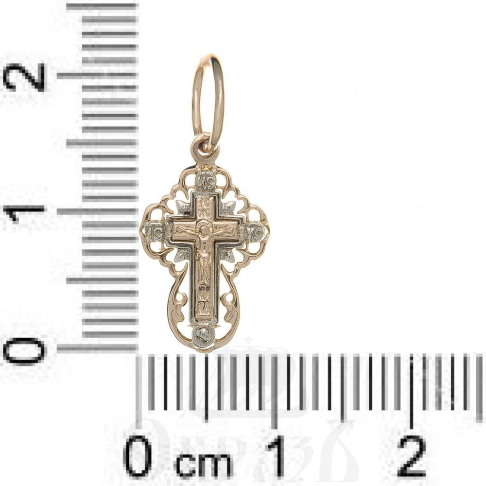 золотой крест с молитвой "спаси и сохрани", 585 проба красного и белого цвета (арт. п10088-з5кб)