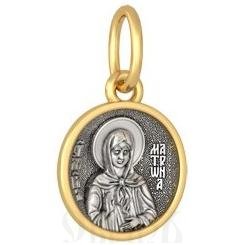 нательная икона святая блаженная матрона московская, серебро 925 проба с золочением (арт. 18.042)