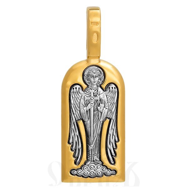 образок «святой преподобный антоний великий. ангел хранитель», серебро 925 проба с золочением (арт. 102.150)
