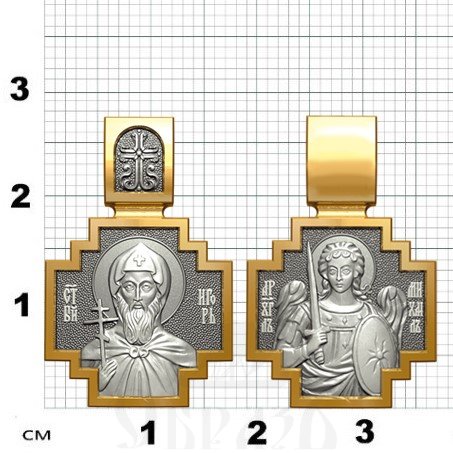нательная икона св. благоверный князь игорь черниговский, серебро 925 проба с золочением (арт. 06.073)