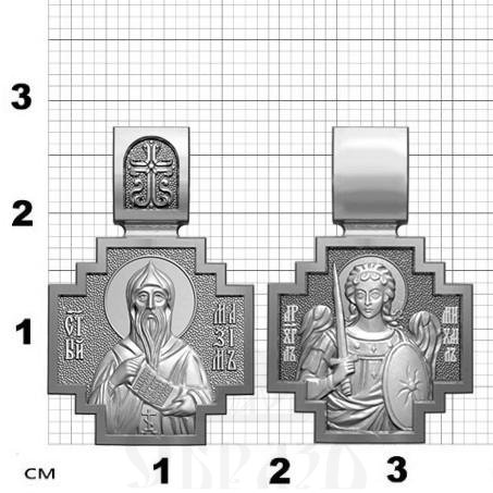 нательная икона св. преподобный максим исповедник, серебро 925 проба с платинированием (арт. 06.077р)