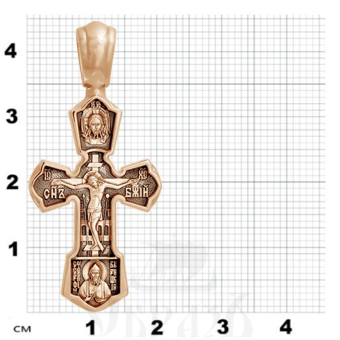 крест «распятие. свт. николай чудотворец», золото 585 проба красное (арт. 201.243-1)