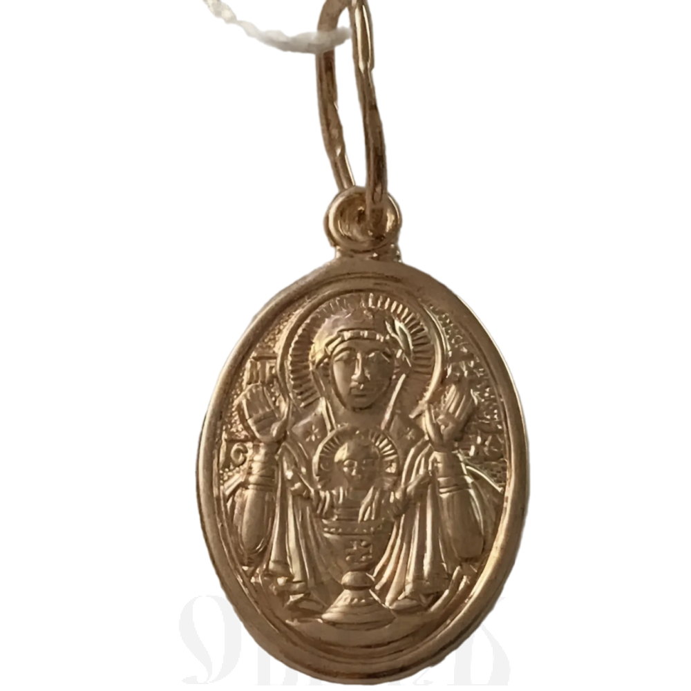 нательная икона божия матерь неупиваемая чаша, золото 585 пробы красное (артикул 25-175)