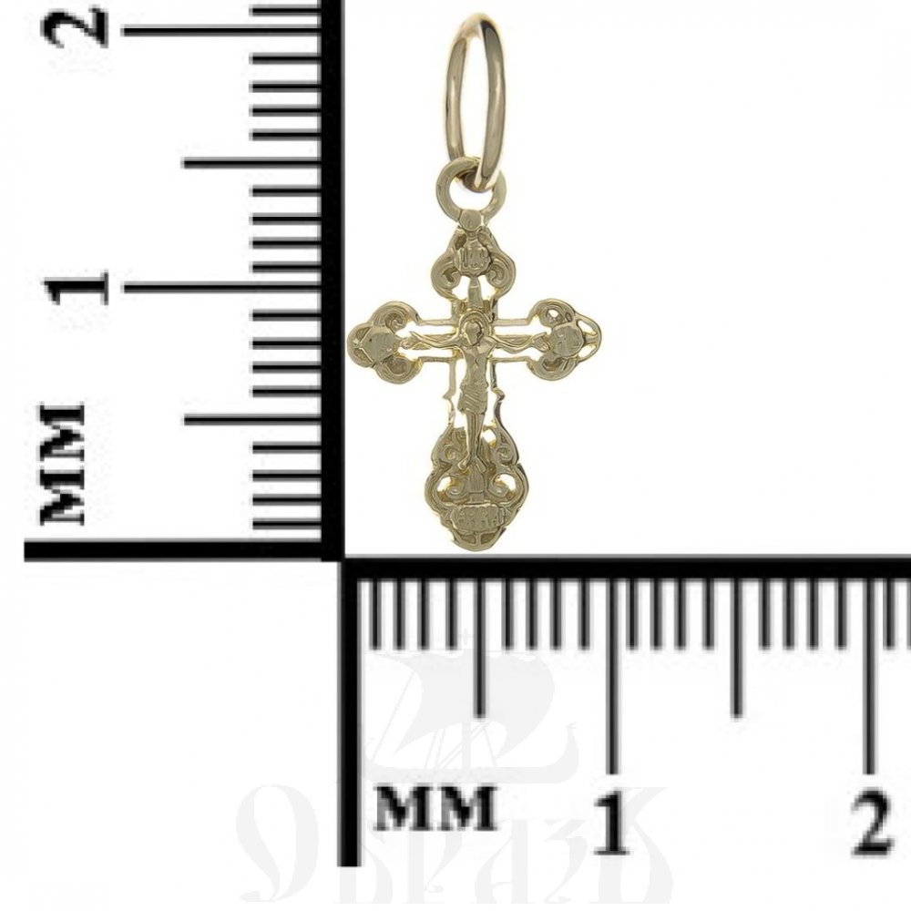 золотой крест трилистник с молитвой "спаси и сохрани", 585 проба желтого цвета (арт. п10076-з5ж)