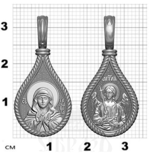 нательная икона св. праведная елисавета, мать иоанна предтечи, серебро 925 проба с родированием (арт. 06.018р)