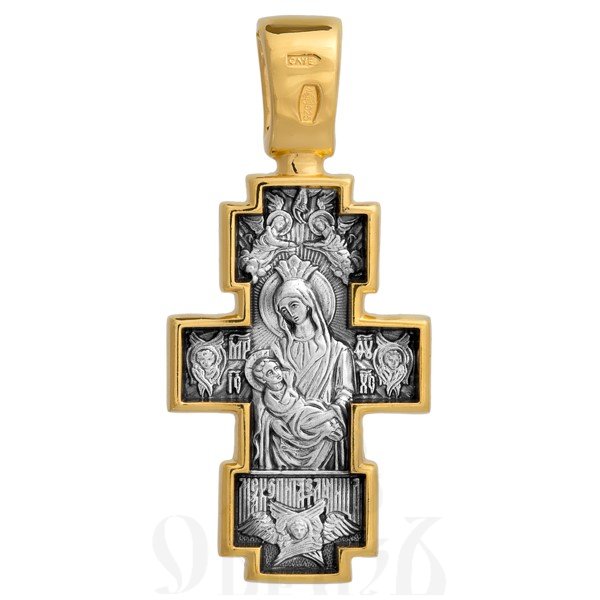 крест «распятие. икона божией матери «млекопитательница», серебро 925 проба с золочением (арт. 101.213)