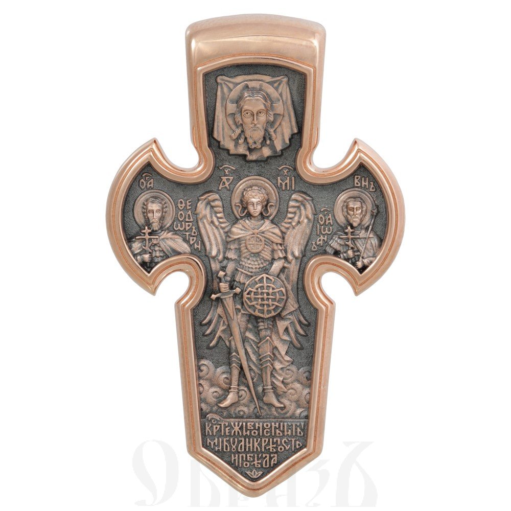 крест «распятие. архангел михаил», золото 585 проба красное (арт. 201.909-1)