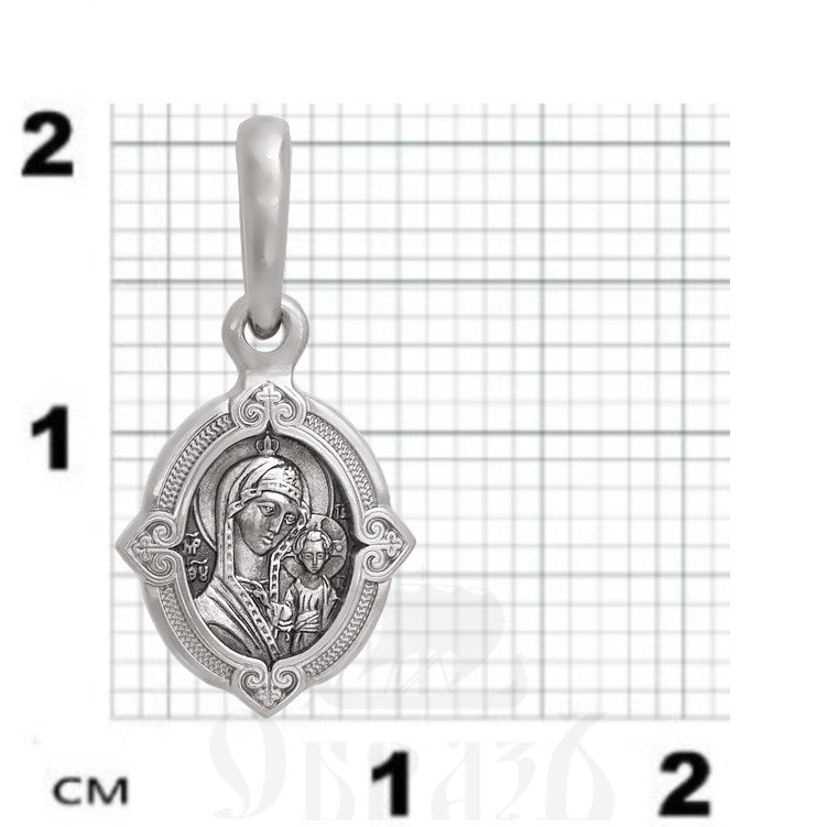 нательная икона божия матерь казанская, золото 585 пробы белое (арт. 202.095-3)