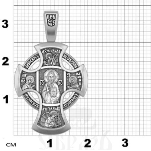 новгородский крест деисус и ангел хранитель, серебро 925 проба с платинированием (арт. 17.025р)
